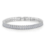 Silver Bracelet Full Diamond Rectangle Bracelet High 925 Stamp Zircon Bangle