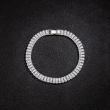 Silver Bracelet Full Diamond Rectangle Bracelet High 925 Stamp Zircon Bangle