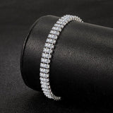 Silver Bracelet Full Diamond Rectangle Bracelet High 925 Stamp Zircon Bangle