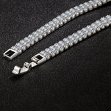 Silver Bracelet Full Diamond Rectangle Bracelet High 925 Stamp Zircon Bangle