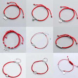 925 Silver Bead Bracelet Red Thread String Rope Bangle