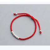 925 Silver Bead Bracelet Red Thread String Rope Bangle