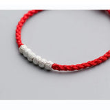 925 Silver Bead Bracelet Red Thread String Rope Bangle