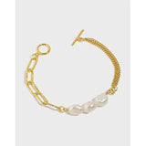 Baroque Pearl Sterling Silver Chain Bracelet