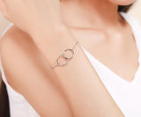925 Silver Double Round Circles Infinity Chain Bestie Bracelet