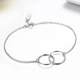 925 Silver Double Round Circles Infinity Chain Bestie Bracelet