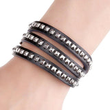 Rock Punk Silver Nail Leather Bracelet Multi-circle Cowhide Bracelet