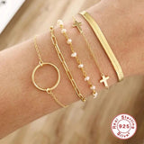 925 Silver Paper Clip Chain Bracelet Boho Charm Bangle