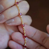 Silver Ruby Diamond Bracelet Women's Fine Jewelry