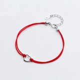 925 Sterling Silver Heart Red Rope Chain Bracelet for Women