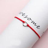 925 Sterling Silver Heart Red Rope Chain Bracelet for Women