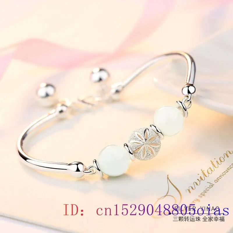 Jade Chalcedony Zircon Bracelet 925 Silver Jewelry
