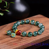 Green Jade Beaded Bracelets 925 Silver Men Accessories Jewelry Chalcedony Bangle