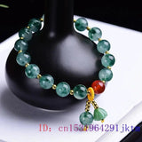 Green Jade Beaded Bracelets 925 Silver Men Accessories Jewelry Chalcedony Bangle