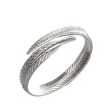 Sweet Woman Girl Feather 999 Silver Cuff Bracelet Bangle SZ80