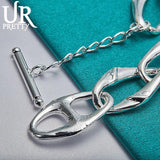 925 Silver Irregular Ring Chain Bracelet Women Wedding Charm Jewelry