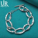 925 Silver Irregular Ring Chain Bracelet Women Wedding Charm Jewelry