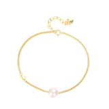 925 Sterling Silver Chain Shell Pearl Bracelet for Women