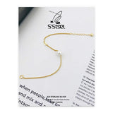 925 Sterling Silver Chain Shell Pearl Bracelet for Women