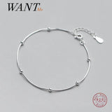 Sterling Silver Snake Bone Bead Charm Bracelet for Women