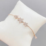 Zircon Star Charm Bangle Bracelet 14K Plated Gift