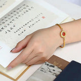 Natural South Red Agate S925 Sterling Silver Bracelet for Women