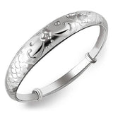 Sweet Woman Child Gift Double Fish 925 Silver Bracelet Bangle SZ77