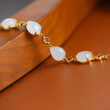 Hetian Jade Bracelet S925 Sterling Silver Clover Ancient Palace Ornament