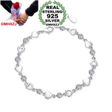 Sweet Heart Purple Zircon 925 Silver Bracelet Bangle SZ106