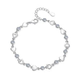 Sweet Heart Purple Zircon 925 Silver Bracelet Bangle SZ106