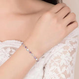 Sweet Heart Purple Zircon 925 Silver Bracelet Bangle SZ106