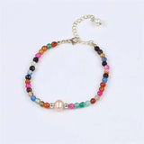 4mm Gemstone Natural Stone Bracelet With Freshwater Pearl Charm