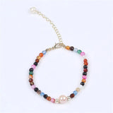 4mm Gemstone Natural Stone Bracelet With Freshwater Pearl Charm
