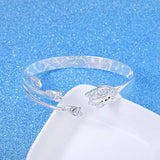 Rose Flower 925 Silver Cuff Bracelet Bangle SZ79
