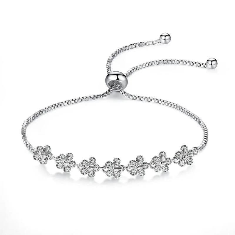 Adjustable Chain Bracelet Zircon Flower Kpop Style Hand Jewelry