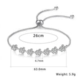 Adjustable Chain Bracelet Zircon Flower Kpop Style Hand Jewelry