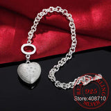 925 Silver Heart Spoon Bracelet, Zircon Wedding Jewelry