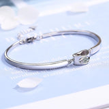 925 Silver Heart Shaped Bangle Bracelet Valentines Gift
