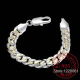 925 Sterling Silver Charm Bracelet 10MM for Men and Women with S925 Stamp