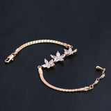 Clear Rose Bracelet with Austrian Crystals Handchain for Women