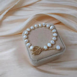 14k Filled Baroque Pearl Bracelet for Women, Wedding Gift