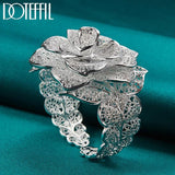 925 Sterling Silver Flowers Bangle Bracelet for Women