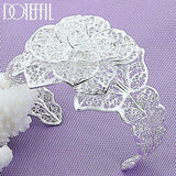 925 Silver Big Flowers Bangle Bracelet Wedding Engagement Party