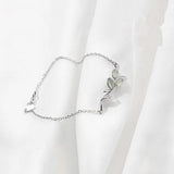 925 Silver Opal Green Leaves Charm Bracelet For Women Bangles Gift