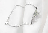 925 Silver Opal Green Leaves Charm Bracelet For Women Bangles Gift