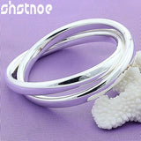 925 Silver Double Circle Bangle Bracelet Man Women Engagement Wedding