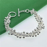 925 Silver Grape Bead Bracelet Wedding Jewelry Gift