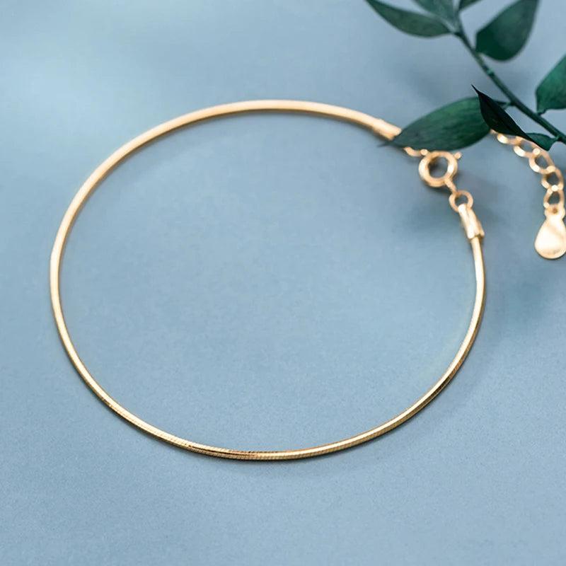 925 Silver Snake Chain Bracelet Classic Thin Bangle