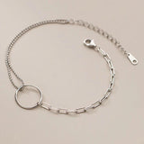 S925 Silver Bracelet Geometric Charms Bangle Asymmetrical DIY Jewelry