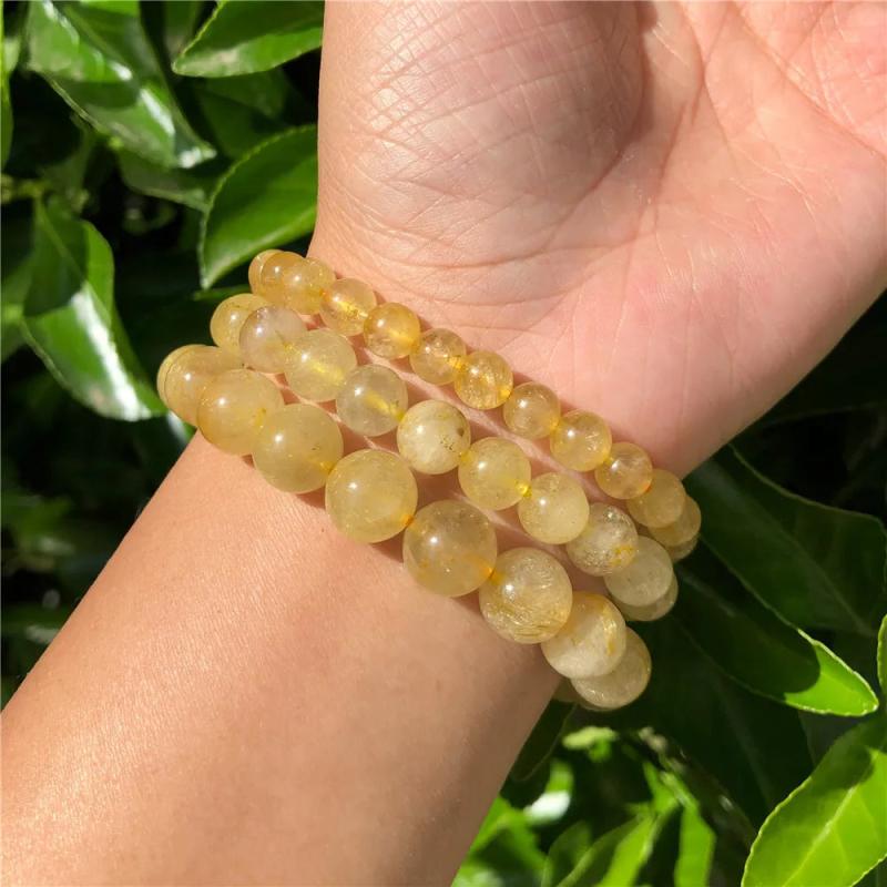 Natural Rutilated Quartz Bracelet Crystal Healing Stones Jewelry